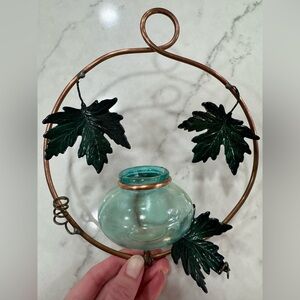 Vintage Copper Plant Bud Vase Wall Hanging